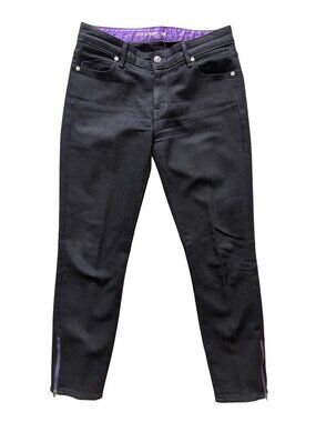 VTG NEW RICH & SKINNY Low Rise Ankle Zip Skinny Jeans in Jet Black Y2K SZ 29